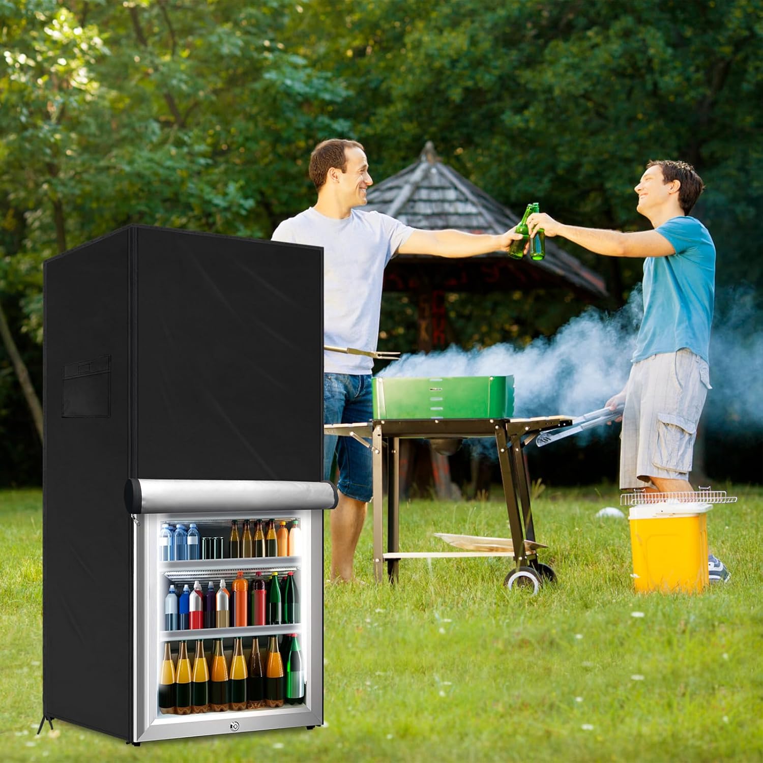 Outdoor Refrigerator Cover for 5-7.5 Cubic, Black, 23x 23x56IN review